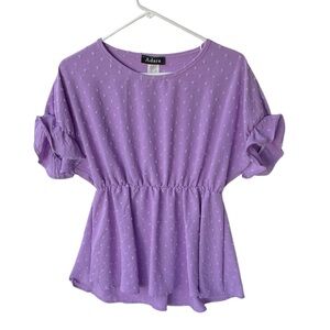 ADARA WOMENS PURLE LILAC CHIFFON SHORT SLEEVE TOP SIZE SMALL